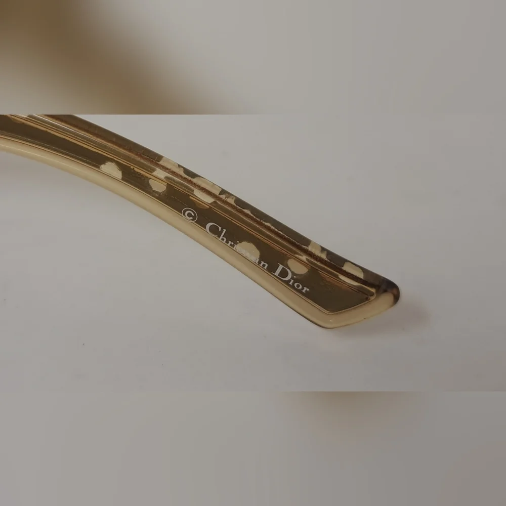 Dior Women's Sunglasses Quadrillee Brown Gold Vintage Y2K OHSR1 71-13-130 - Picture 6 of 16